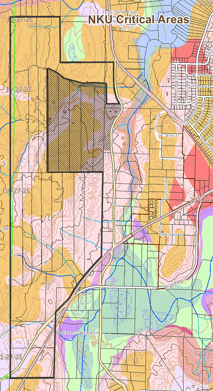 Map showing environmentally sensitive zones within the NKU development area