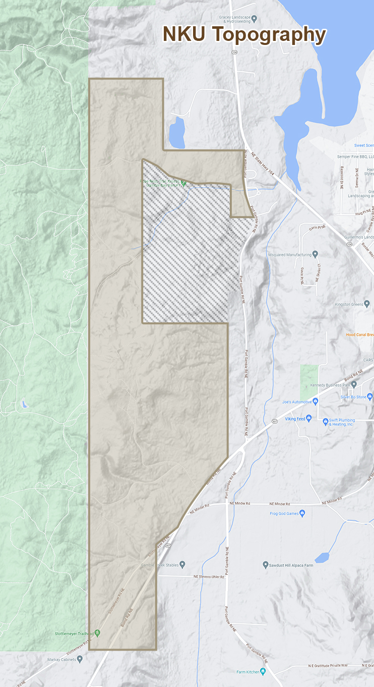 Topographic map of the NKU property showing elevation and terrain features