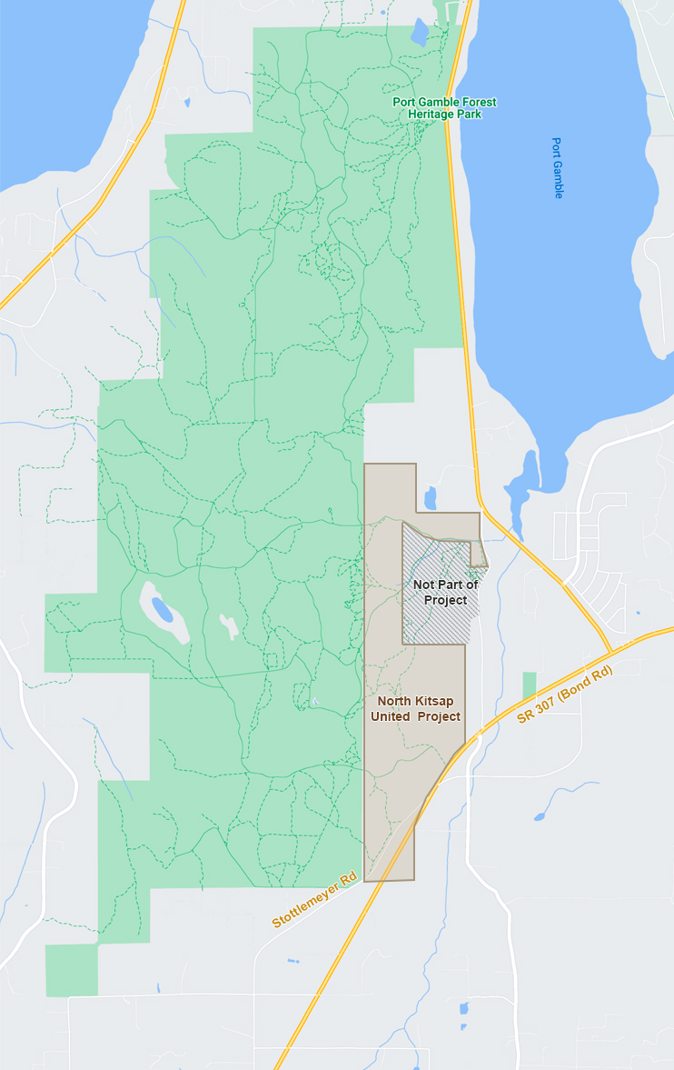 North Kitsap United project map showing the 400-acre property on SR 307